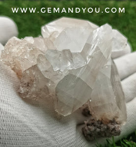 Clear Apophylite with Stilbite Cluster Raw Specimen 81mm*68mm*51mm