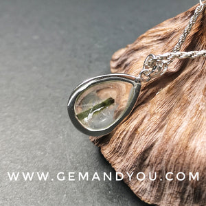 Green Tourmaline in Quartz Pendant 23mm*17mm*6mm