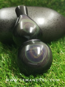 Natural Rainbow Obsidian Carving Gourd(Wu Lou) 90mm*45mm*17mm