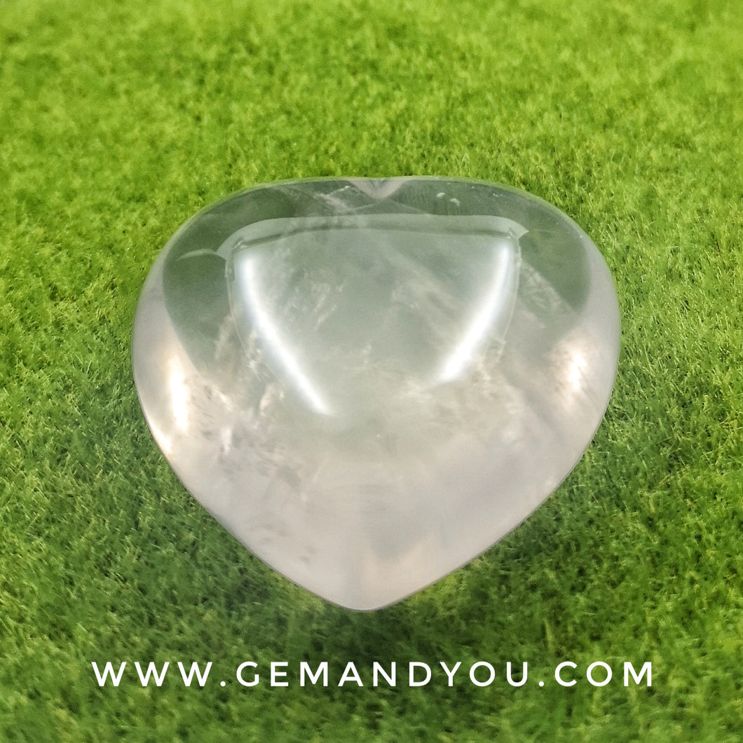 Icy Rose Quartz Carving Heart 45mm*43mm*22mm