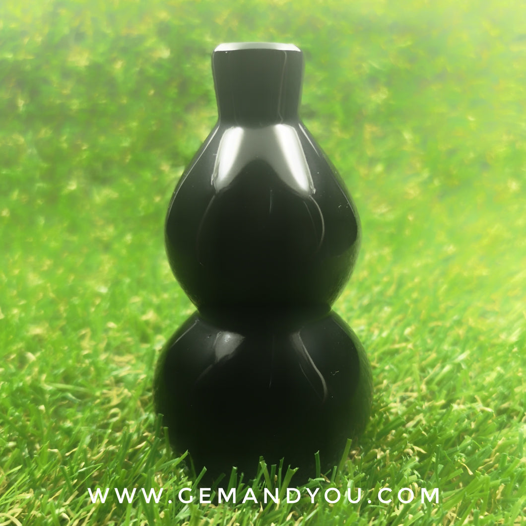 Black Obsidian (Rainnow) Carving-WU LOU-Gourd- 82mm*45mm