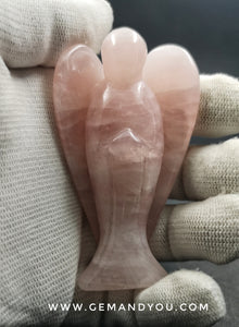 Rose Quartz Carved Angel 3"