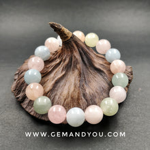 Load image into Gallery viewer, Aquamarine+Morganite Bracelet 12mm
