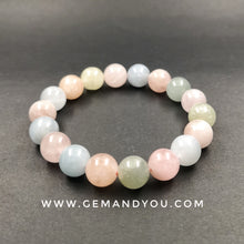 Load image into Gallery viewer, Aquamarine+Morganite Bracelet 12mm