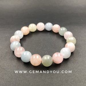 Aquamarine+Morganite Bracelet 12mm