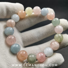 Load image into Gallery viewer, Aquamarine+Morganite Bracelet 12mm