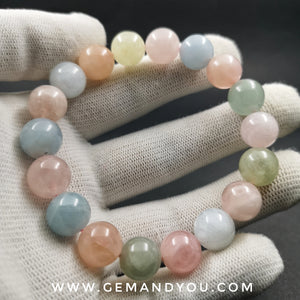 Aquamarine+Morganite Bracelet 12mm