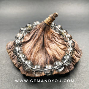 Black Rutile/Rutilated Quartz Bracelet 11mm