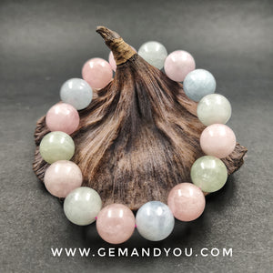 Aquamarine+Morganite Bracelet 13mm