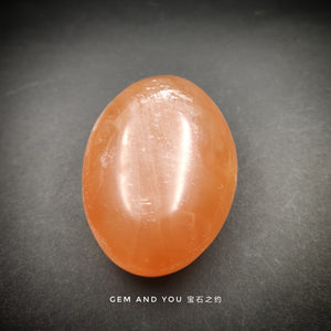Peach Selenite Oval Healing Stone 65mm*46mm*27mm
