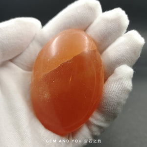 Peach Selenite Oval Healing Stone 65mm*46mm*27mm
