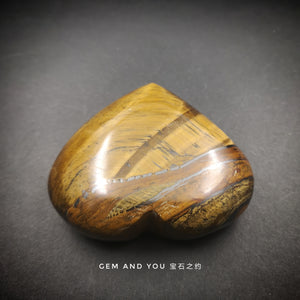 Yellow Tiger Eye stone heart carving 62mm*54mm*21mm