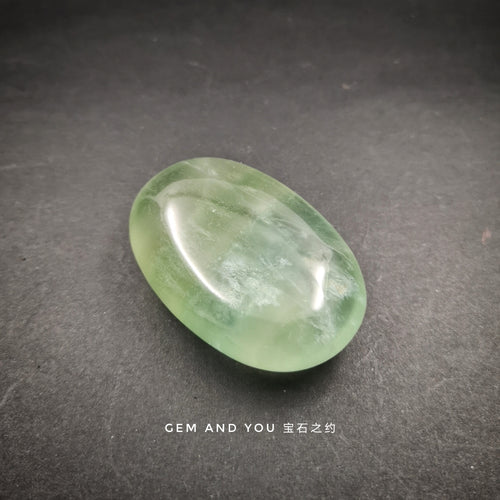 Green Fluorite polished palm stone 60mm*40mm