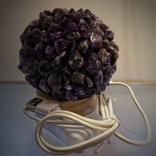 Load image into Gallery viewer, Amethyst Polished Tumbled Stone LED Lamp (W:95mm H: 97mm) USB cable