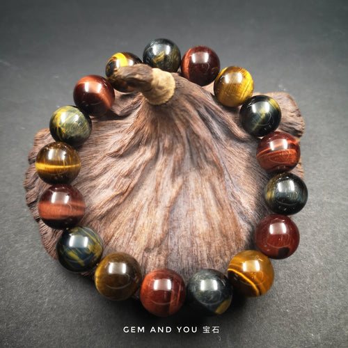 Natural Tricolour Tiger Eye Bracelet 12mm