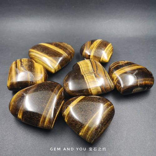 Yellow tiger eye stone hearts carving