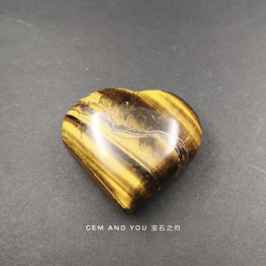 Yellow tiger eye stone hearts carving