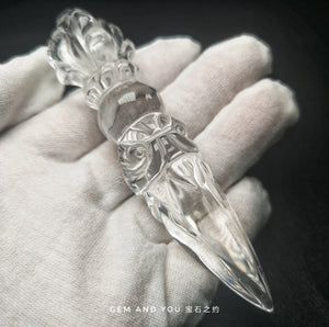 Clear Quartz Phurpa Carving 110mm 普巴杵