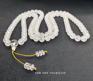 Clear Quartz 10mm Necklace 108 beads with carvings-The Great Compassion Mantra(Ta Pei Chou) 大悲咒项链