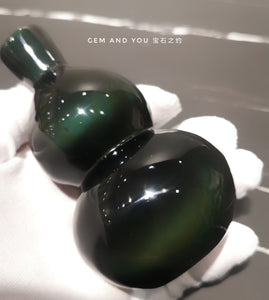 Natural Rainbow Obsidian Carving Gourd(Wu Lou)105mm*55mm