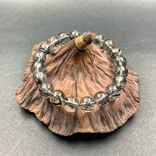Black Rutile/Rutilated Quartz Bracelet 10mm